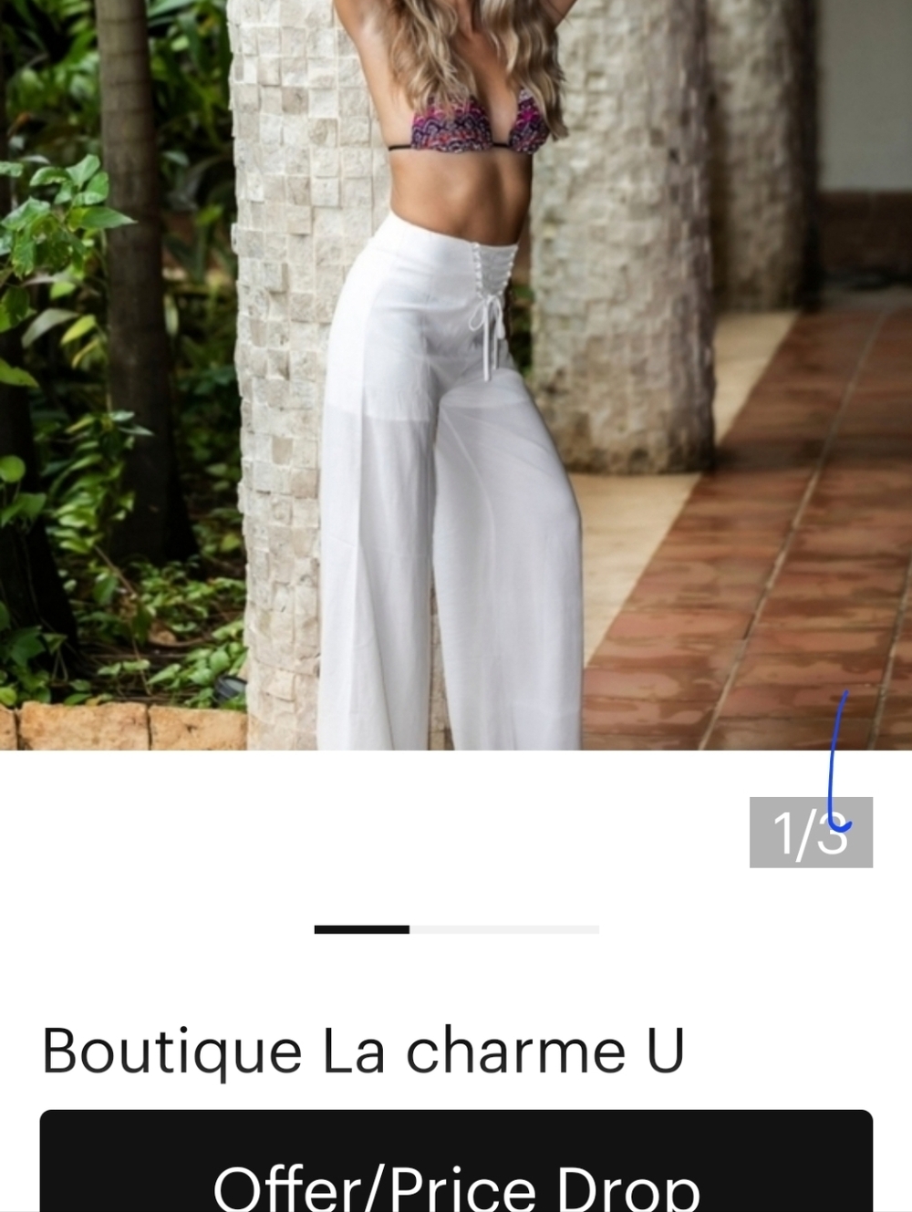White wide legged pants